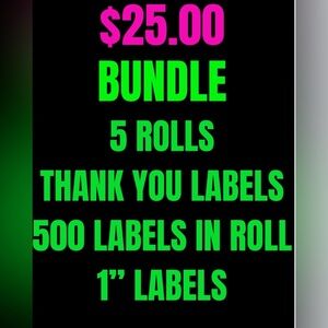 Stickers Thank You Bundle of 5 Rolls, 1 inch Labels, NWT, Resell or Keep…
